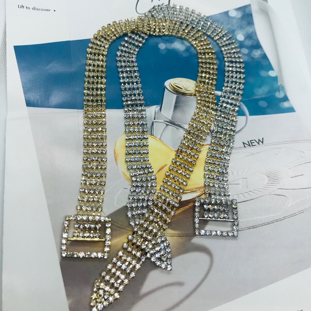 COPY - Gold Silver Rhinestone Choker - Picture 2 of 6